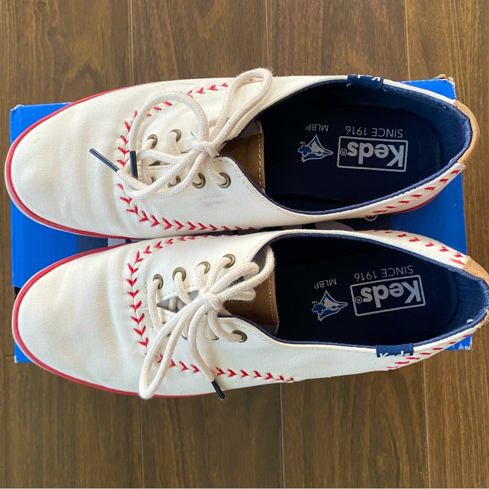 MLB blue Jays white Keds women shoes
